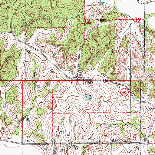 Topographic Map of Wataga, MO