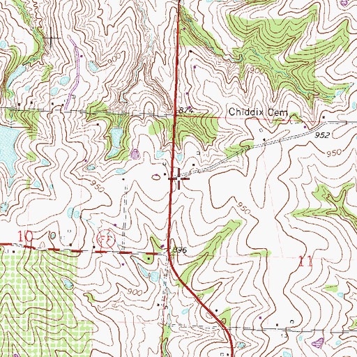 Topographic Map of Hiler Post Office, MO