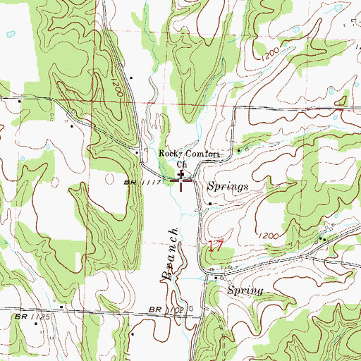 Topographic Map of Rocky Comfort School (historical), AR