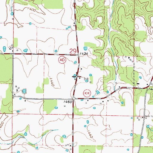 Topographic Map of All Post Office, MO