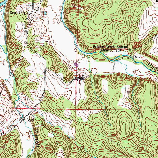 Topographic Map of Atoka Post Office, MO