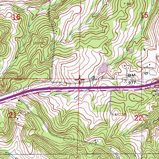 Topographic Map of Colenso Post Office, MO