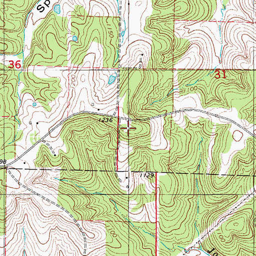 Topographic Map of Ridgewood Post Office, MO