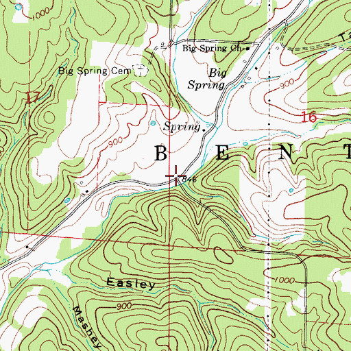 Topographic Map of Bly Post Office, MO