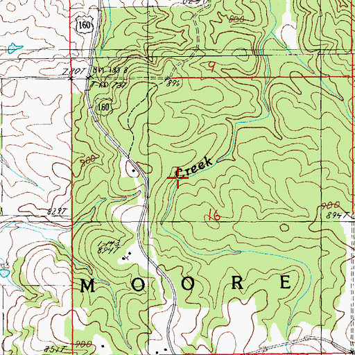 Topographic Map of Brady Post Office, MO