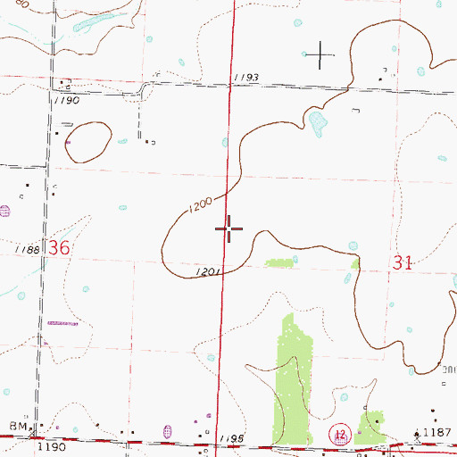 Topographic Map of Round Prairie, AR