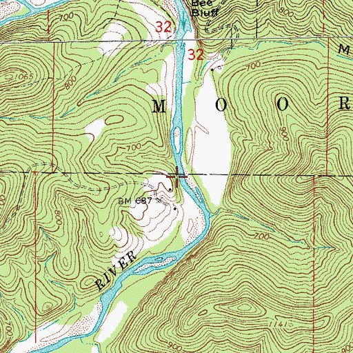 Topographic Map of Bee Bluff School (historical), MO