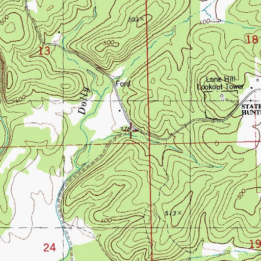Topographic Map of Belcher Post Office, MO