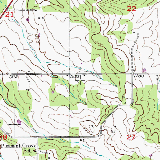 Topographic Map of David Post Office, MO