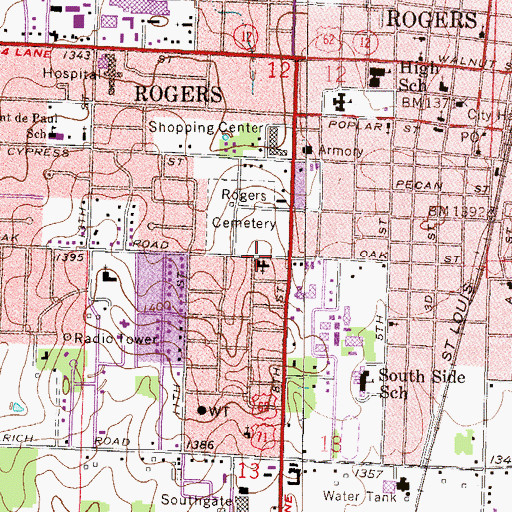 Topographic Map of Saint Andrews Episcopal Church, AR