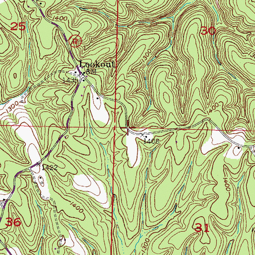 Topographic Map of Sedalia (historical), AR