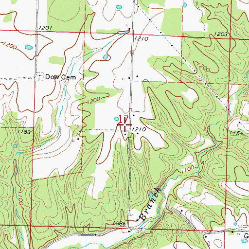 Topographic Map of Shady Grove School (historical), AR
