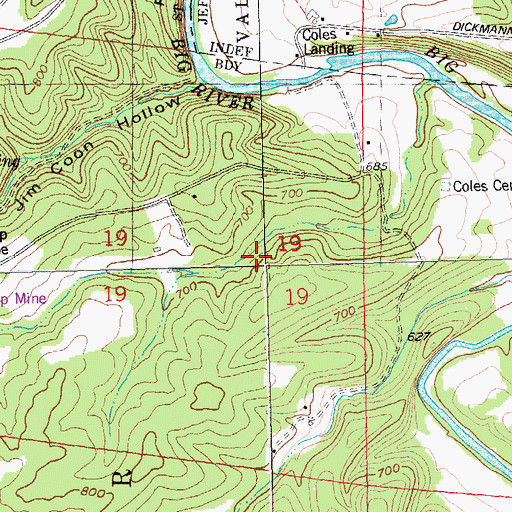Topographic Map of Southeast Missouri Planning Region, MO