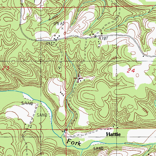 Topographic Map of Hattie Post Office (historical), MO