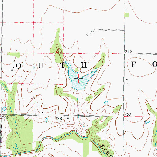 Topographic Map of Everet Kendrick Lake, MO