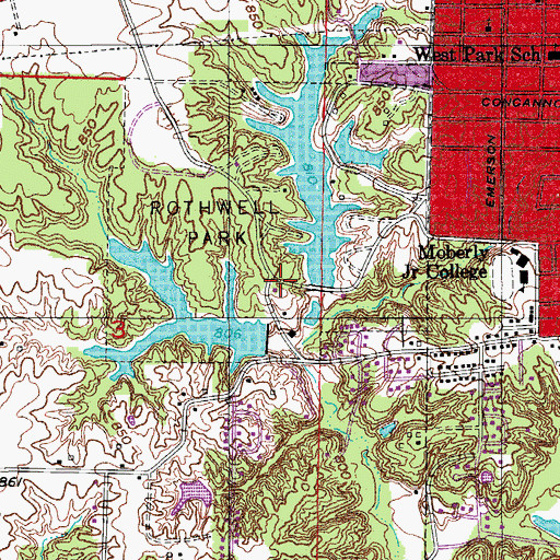 Topographic Map of Rothwell Lake Dam, MO