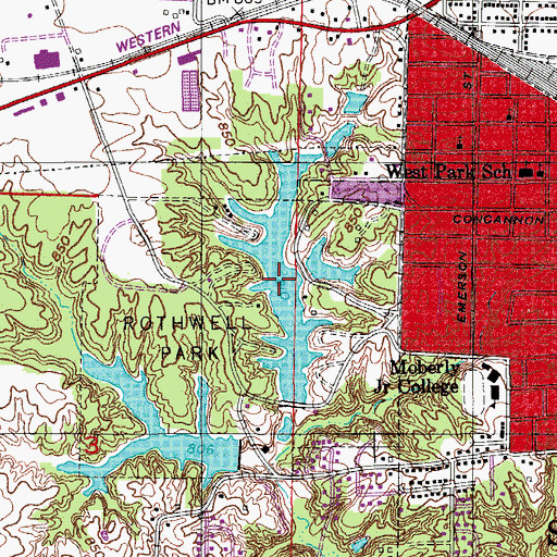 Topographic Map of Rothwell Lake, MO