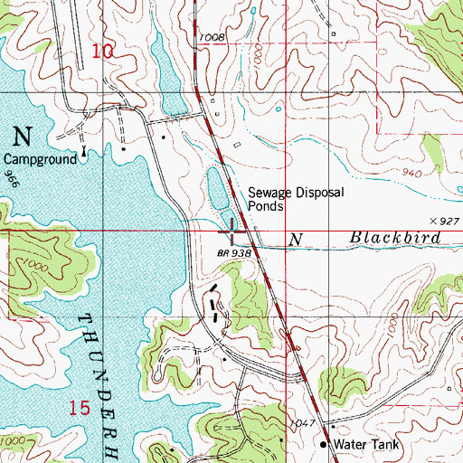 Topographic Map of Lake Thunderhead Dam, MO