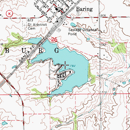 Topographic Map of Baring Country Club Lake, MO