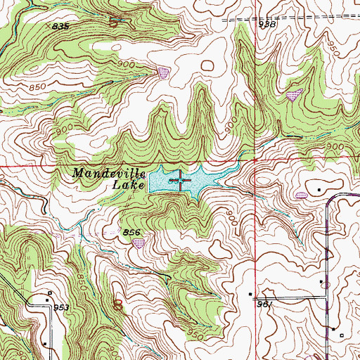 Topographic Map of Mandeville Lake, MO