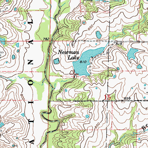 Topographic Map of Newman Lake Number 2 Dam, MO