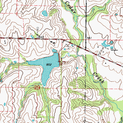 Topographic Map of Lake Chateau Dam, MO
