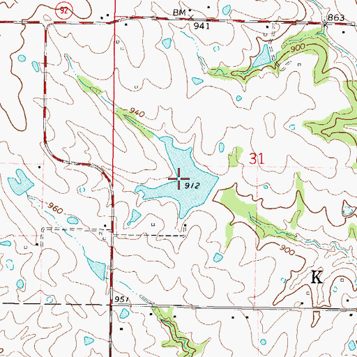Topographic Map of Wilmar Ranch Lake, MO