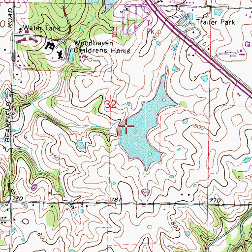 Topographic Map of Perry Philips Dam, MO
