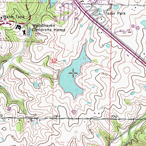 Topographic Map of Perry Phillips Lake, MO