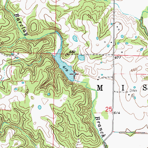 Topographic Map of Callahan Creek Watershed Dam C-1, MO