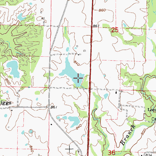 Topographic Map of Bailey Lake Dam, MO