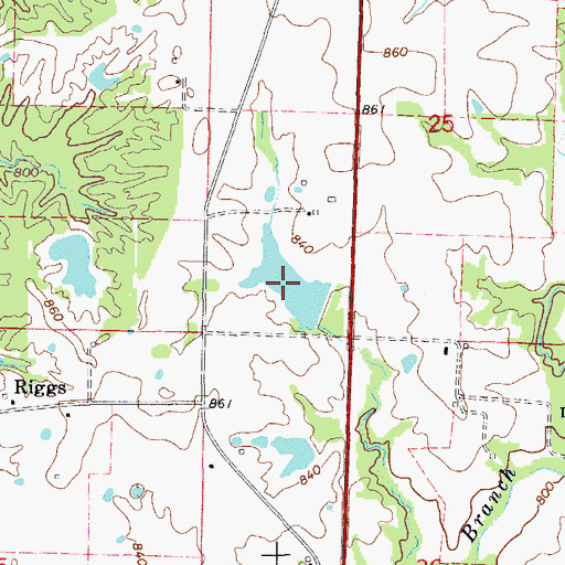 Topographic Map of David Baliey Lake, MO