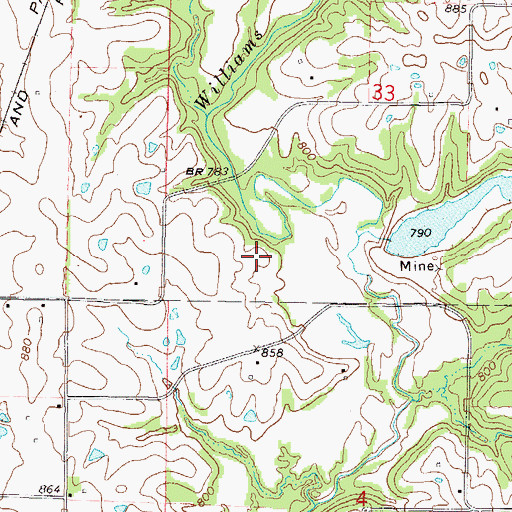 Topographic Map of Williams Creek Watershed Dam Number 4, MO