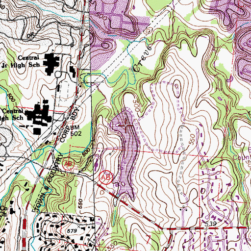 Topographic Map of Hunter Dam, MO