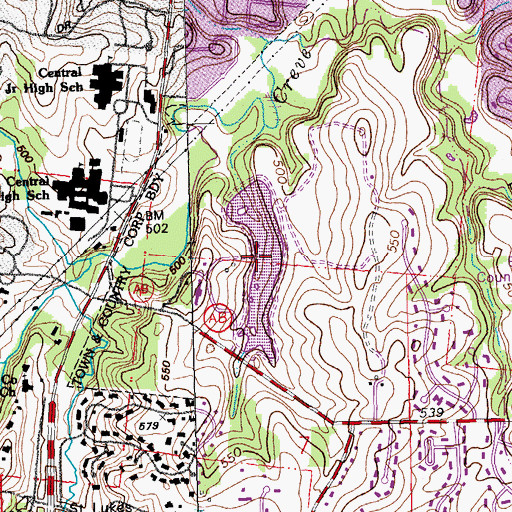 Topographic Map of Hunter Lake, MO
