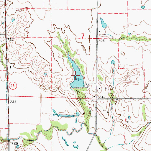 Topographic Map of Edina Reservoir Section 7, MO