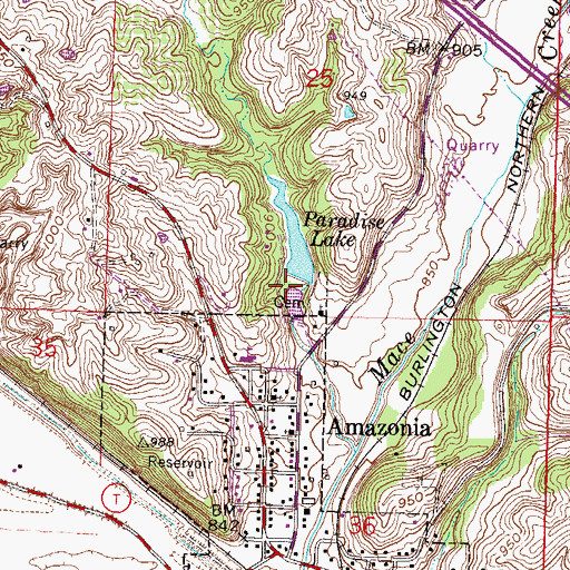 Topographic Map of Paradise Lake Dam, MO