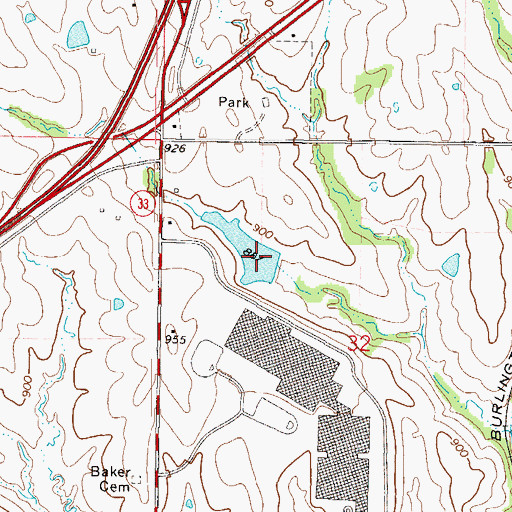 Topographic Map of Hendren Dam, MO