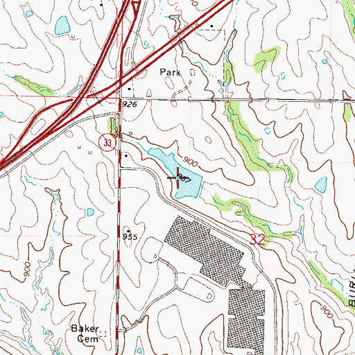 Topographic Map of Hendron Lake, MO