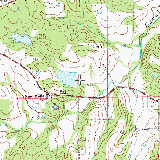 Topographic Map of Mosley Lake Dam, MO