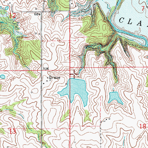 Topographic Map of Simpson Farms Lake Dam, MO