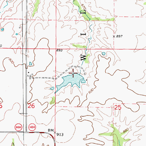 Topographic Map of Feutz Lake Upper East Dam, MO