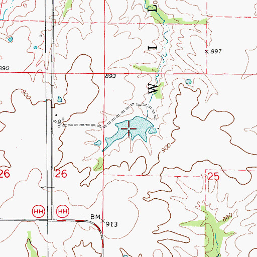 Topographic Map of E B Feutz Lake, MO