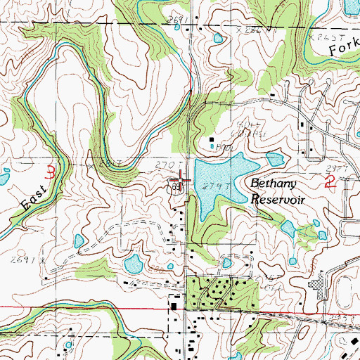 Topographic Map of Bethany City Reservoir Dam, MO