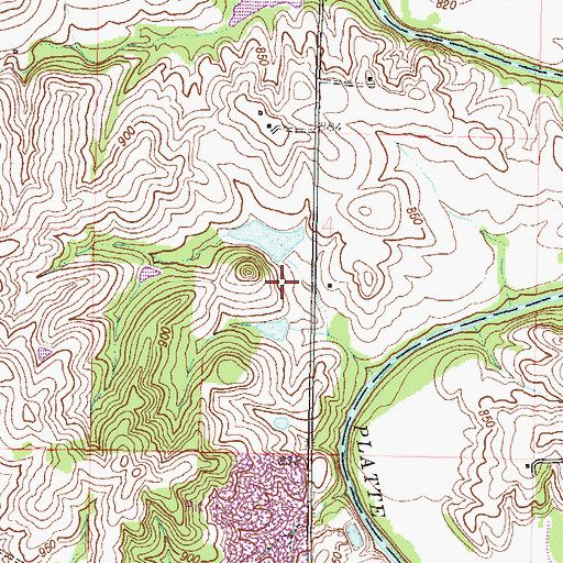 Topographic Map of Grant Lake Dam - South, MO