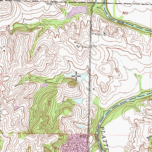 Topographic Map of Grant Lake, MO