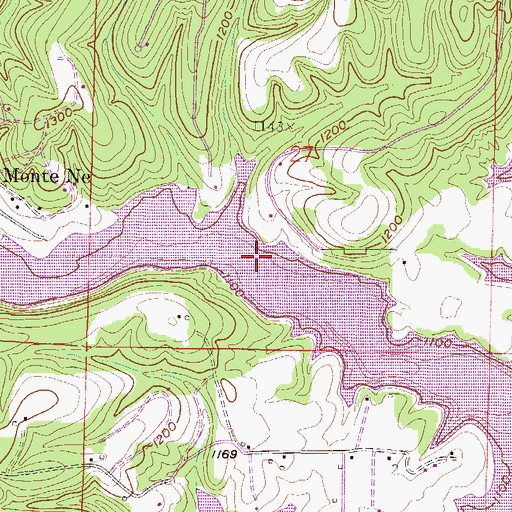 Topographic Map of Silver Springs (historical), AR
