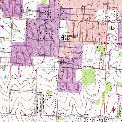 Topographic Map of South Side Elementary School, AR