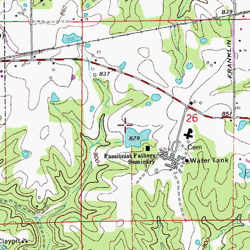 Topographic Map of Passionist Fathers Dam, MO