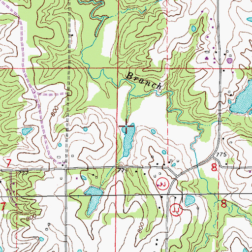 Topographic Map of Oren McGees Dam, MO